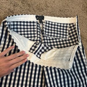 J Crew Navy and White checkered slacks